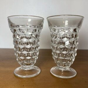 Two Vintage Fostoria American Clear 5¾" Iced Tea Footed Tumbler Glass Goblets